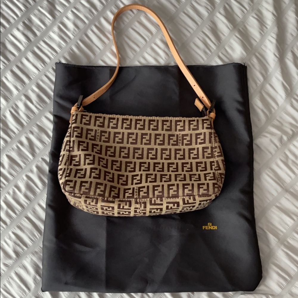 Vintage Fendi Zucchino Pochette Monogrammed Handbag+ Dust Bag
